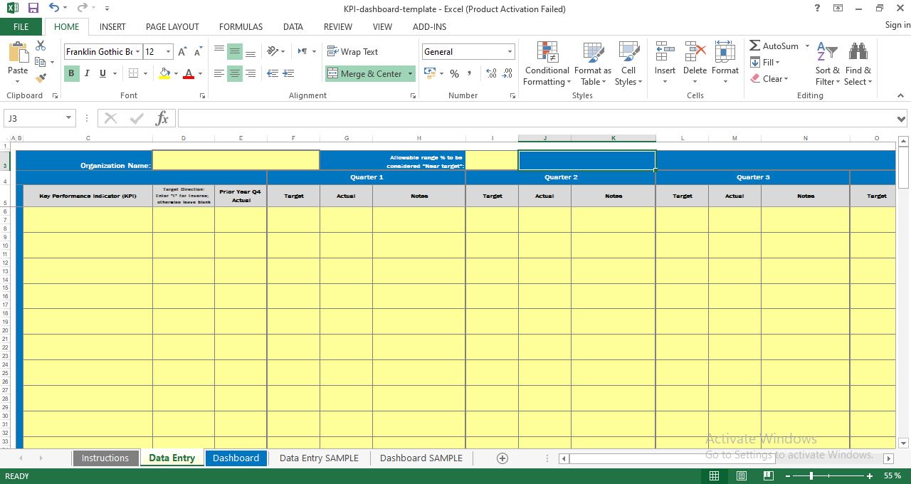 kPI Dashboard Excel Template Free Download