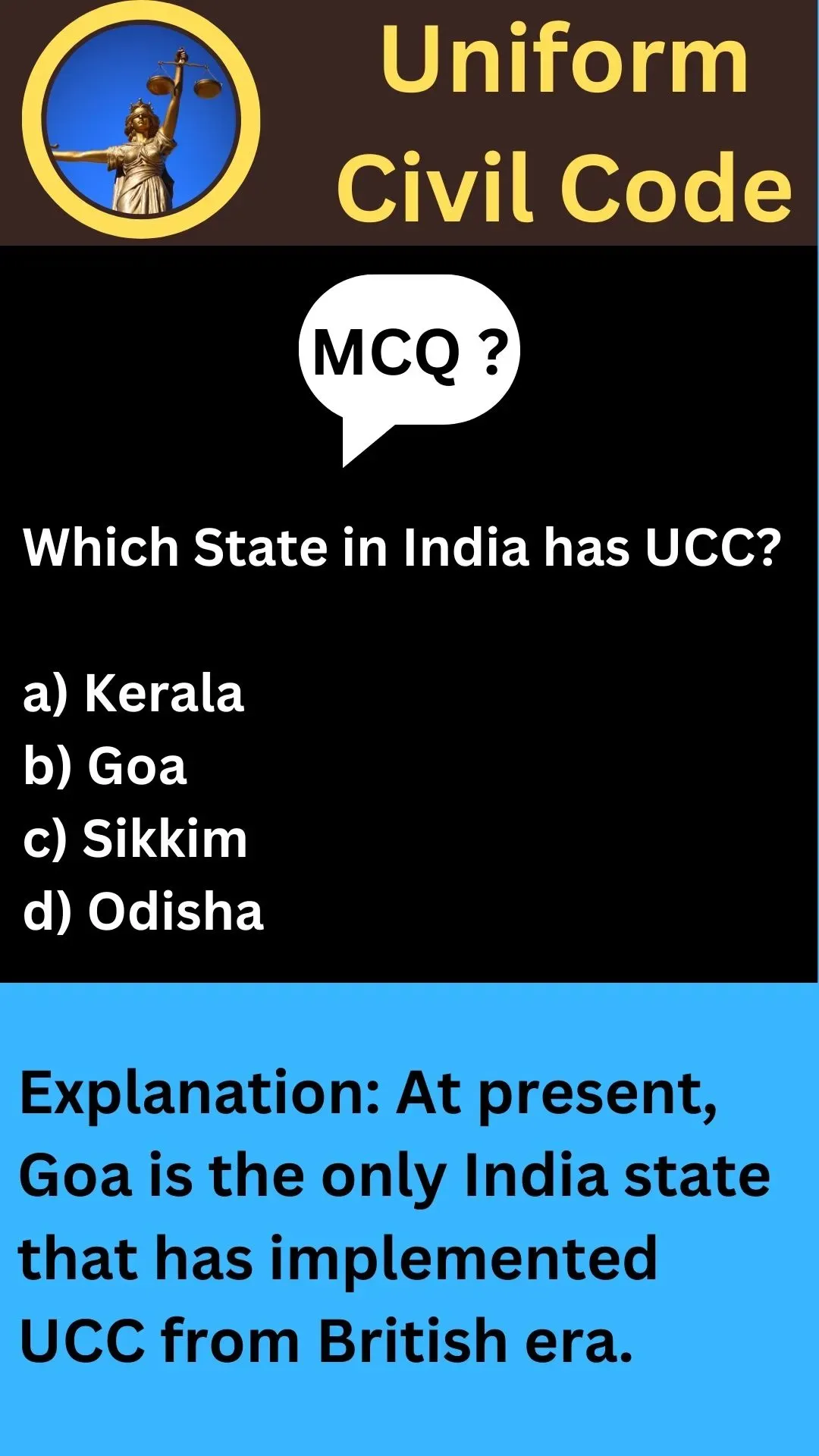 MCQ on Uniform Civil Code (UCC)