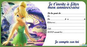 Carte invitation fée clochette anniversaire à imprimer