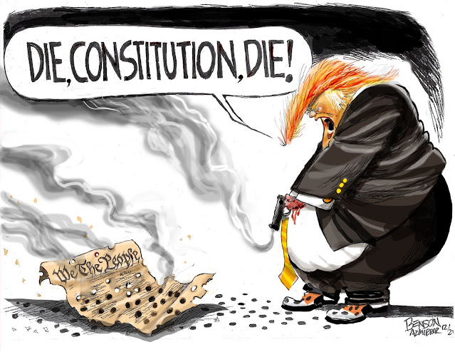 Trump Terminating Constitution - cartoon