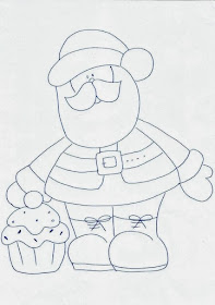 desenho de papai noel com cupcakes para pintura em tecido