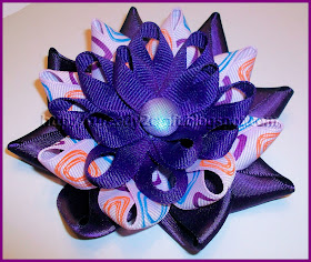 Purple Gardenia Flower Hair Bow handmade