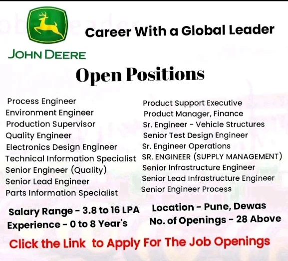 Unlocking Career Opportunities with John Deere: Apply Now for Exciting Roles in Pune and Dewas