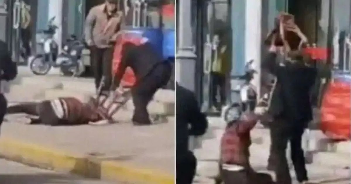 Shock As Video From China Shows Man Beating Wife To Death In Street While Onlookers Do Nothing