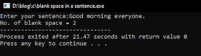 C program to find number of blank space in a sentence