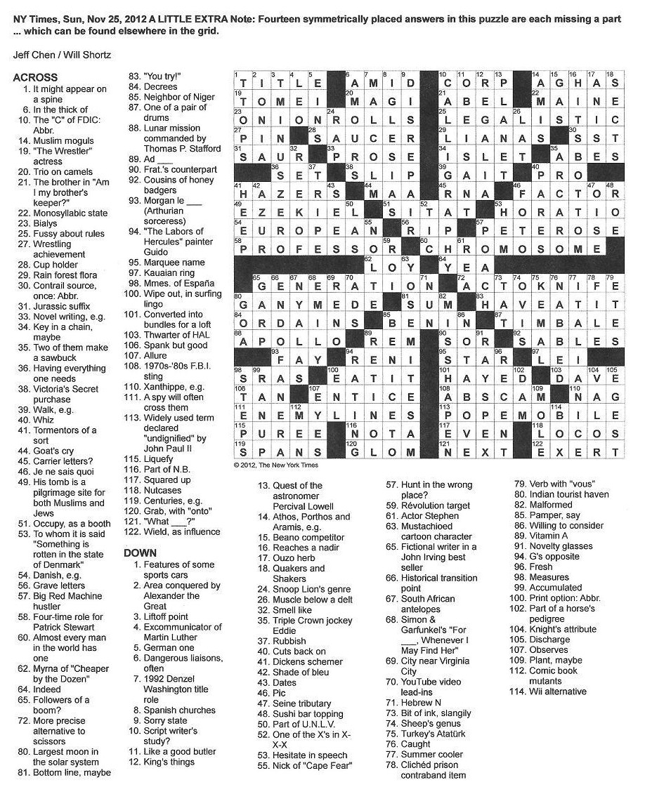 New York Times Sunday Crossword Take It From The Top
