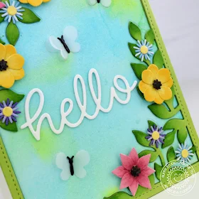 Sunny Studio Stamps: Botanical Backdrop Hello Word Die Hello Card by Angelica Conrad