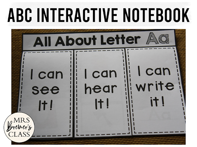 Alphabet Interactive Notebook to practice letter recognition, letter sounds, and letter printing for Kindergarten and First Grade