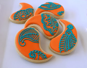 orange and teal henna cookies