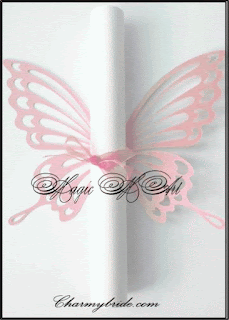 Сватбена покана папирус пеперуда в розово