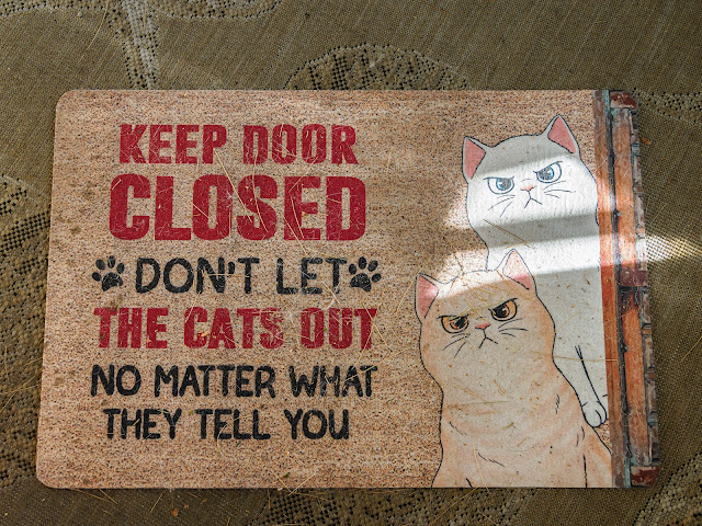 Keep the cats inside sign