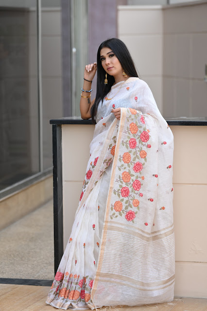 Linen saree