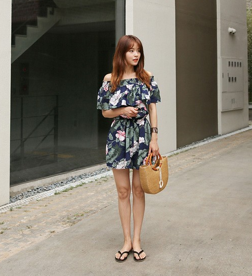 Floral Print Off-Shoulder Romper