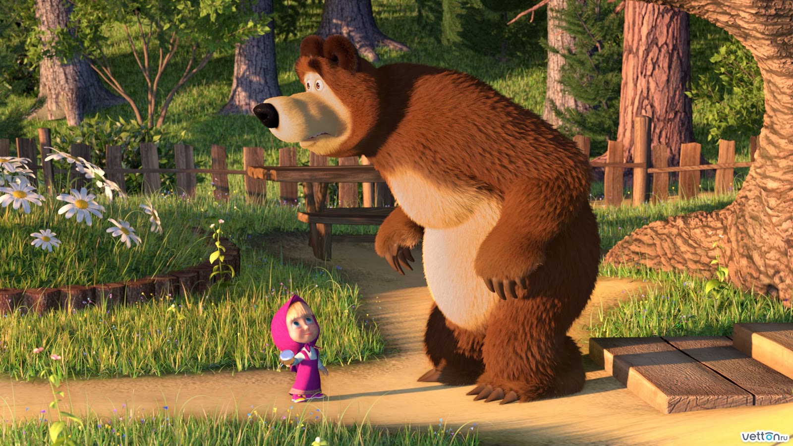 Marsha and the bear 3D animation kids series film wallpaper