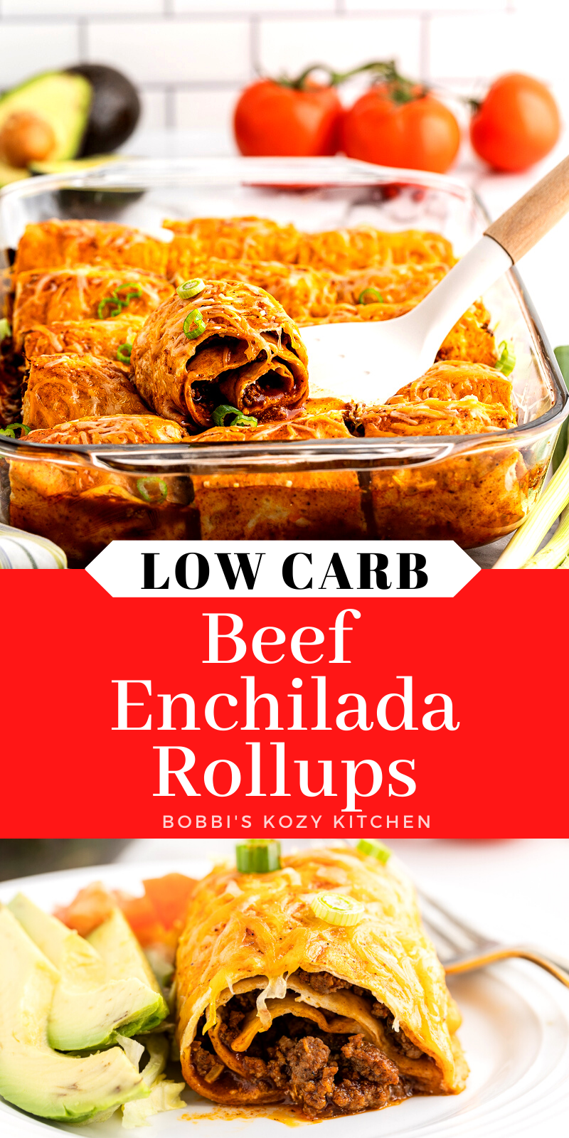 Low Carb Beef Enchilada Rollups - These Low Carb Beef Enchilada Rollups are perfect for when you are craving Mexican food on a low carb or keto diet. Enjoy all the flavor of traditional beef enchiladas minus all the carbs! They are perfect for easy weeknight meals or for your next gathering. #keto #lowcarb #mexican #enchiladas #beef #easy #recipe