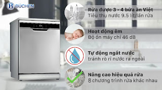 Máy rửa bát Buchen SMS80EU14DKS nhập khẩu Châu Âu