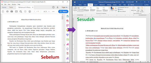 Hasil Sebelum (.pdf) dan sesudah (dibuka dengan Word).