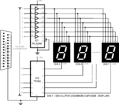 7 segment rolling display using PC Circuit Diagram