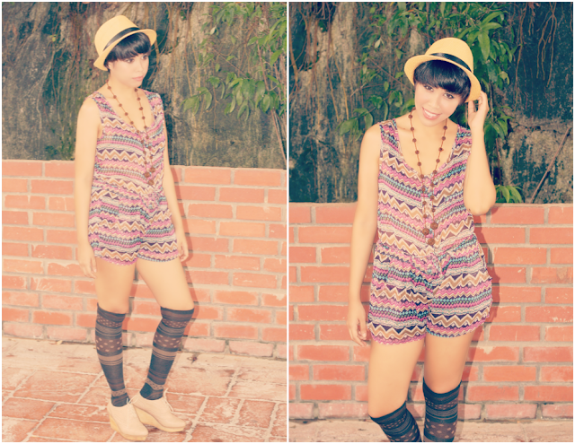 bohemian,romper,aztec print, chiffon, outfit of the day,boho, vicnity