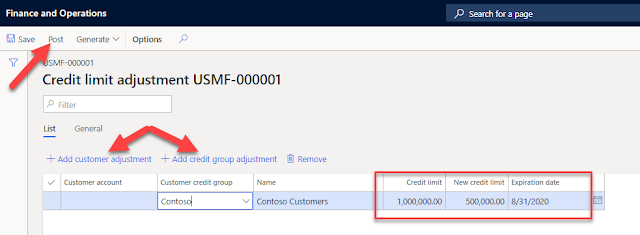 Easily adjust and post a new credit limit on the +Credit limit adjustments screen