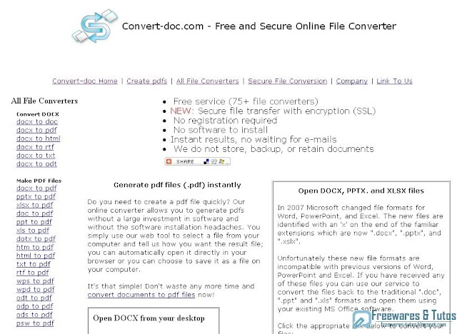 Convert-doc. : un service en ligne gratuit de conversion de documents bureautique