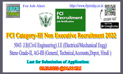 FCI recruitment 2022: Apply Online FCI Category III Non Executive  JE Civil, Electrical, Mech Engg Jobs ..