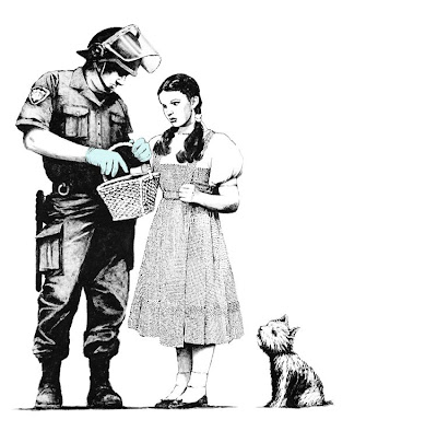 we banksy art police officer inspecting dorothy basket large