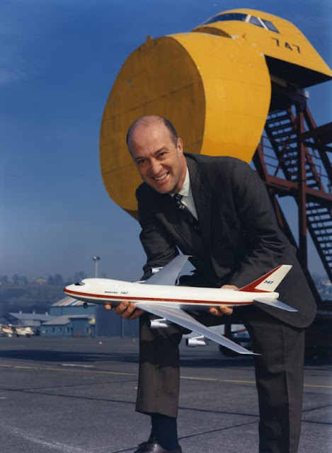 Jack Weddell holding a 747 scale model