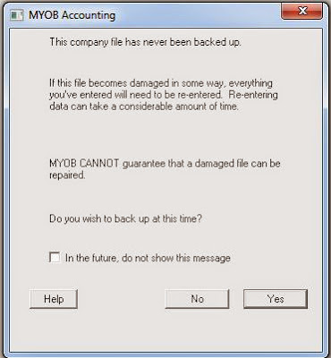 MYOB Company File Backup Window