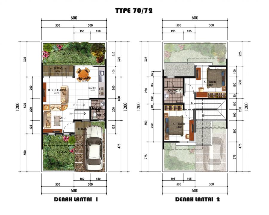 Denah Rumah Type 70 - Desain Rumah