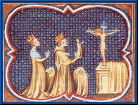 Aliénor d'Aquitaine et Louis VII miniature du XIV siècle