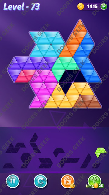 Block! Triangle Puzzle 10 Mania Level 73 Solution, Cheats, Walkthrough for Android, iPhone, iPad and iPod