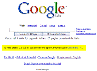 google italia e servizio gmail gratuito a 2.8gb