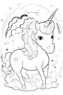 unicorn rainbow stars coloring page