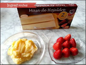 ingredientes strawberry cake - tarta hojaldre rellena de crema y fresas San Valentín