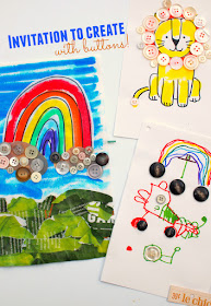 Invitation to create with buttons- make button art collages with the kids