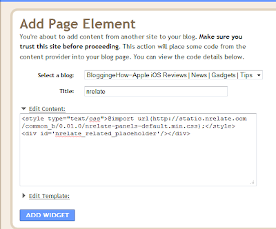 nRelate Add page element