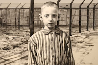 un băiat de 9 ani în fața unui gard