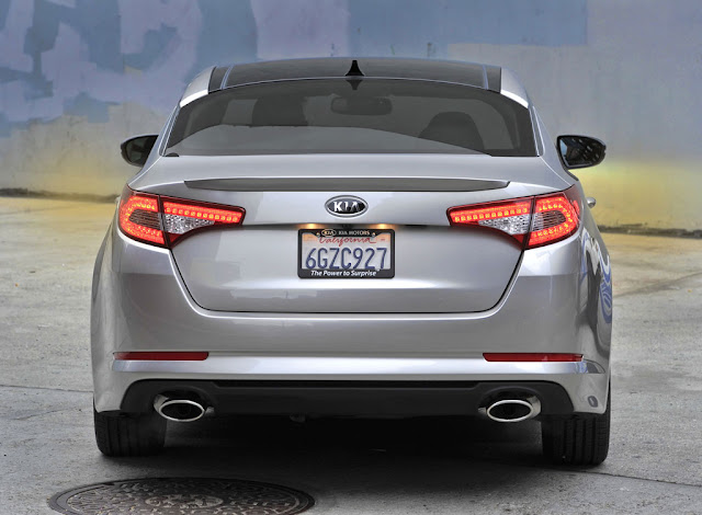 Rear view of silver 2011 Kia Optima