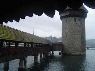 Switzerland Luzern Lucerne Wooden Bridge