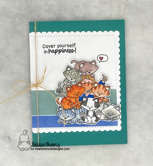 Cover yourself in happiness by Debbie features A7 Frames & Banners and Never Enough Cats by Newton's Nook Designs; #inkypaws, #newtonsnook, #catcards, #cardchallenge, #cardmaking