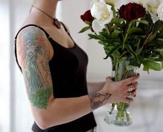 beautiful girl tattoo and flower