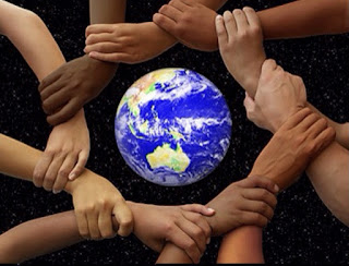 Earth Day 2021 - Earth surronded by clasping hands