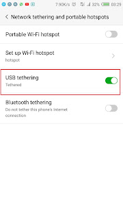 usb tethering active