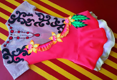 rhythmic gymnastics leotard, figure skating dress with skirt, decorated with  Crystals