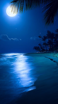 Pemandangan pantai malam hari yang aesthetic