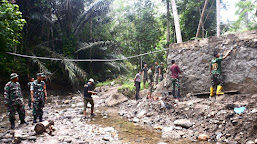 Progres Pembangunan Jembatan TMMD di Desa Ongko Memuaskan