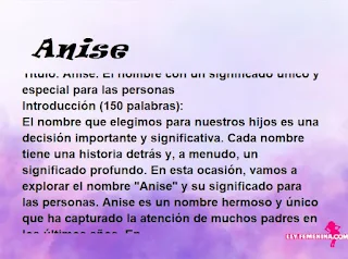 significado del nombre Anise