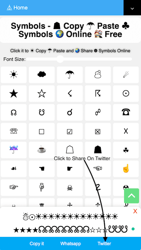 How to share 👻 Symbols on Twitter?