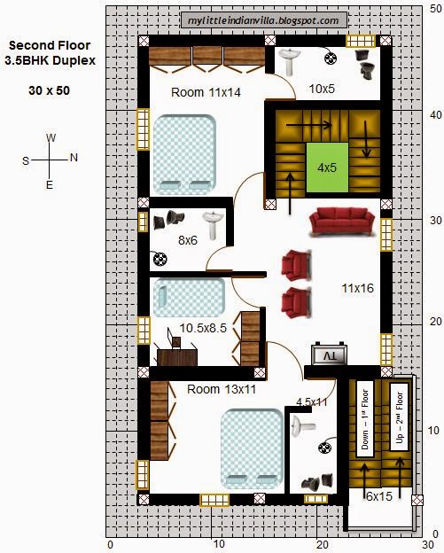 My Little Indian Villa 43 R36 3 5BHK Duplex in 30x50 